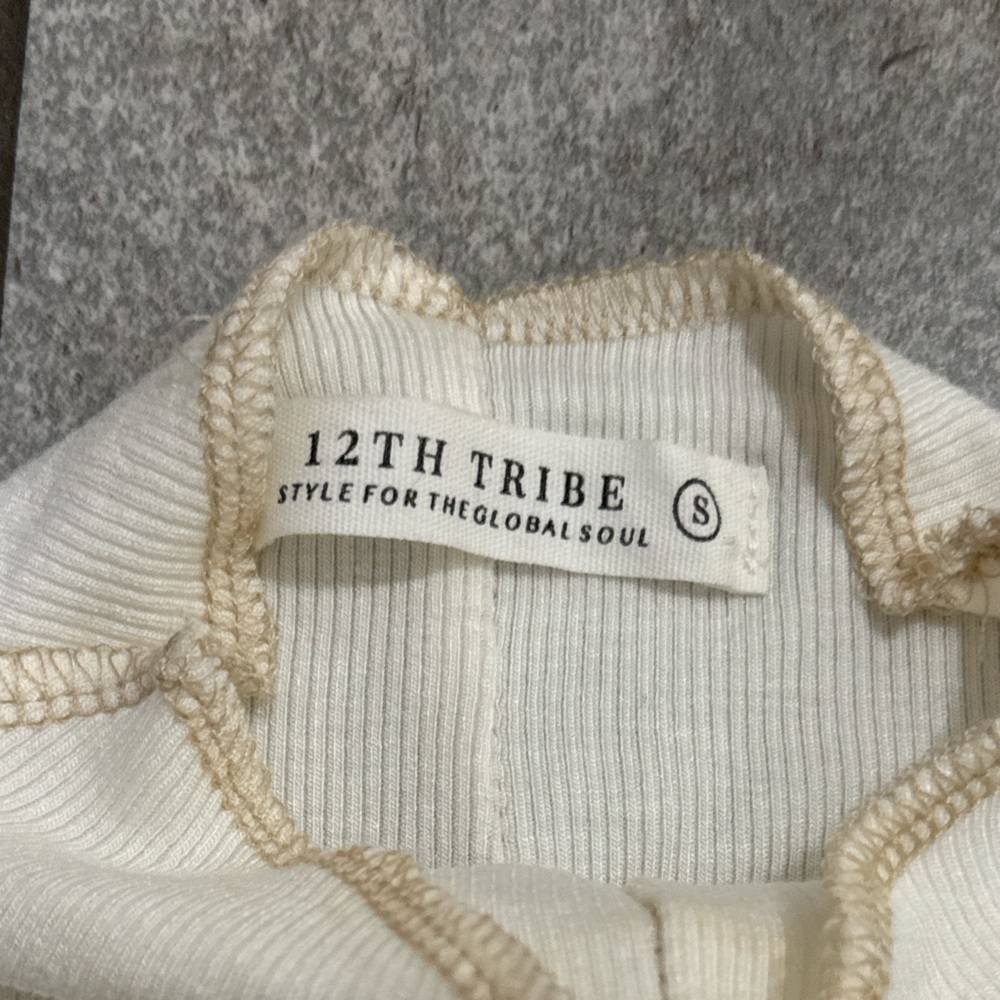 12th Tribe Ivory Ribbed Knit Top - Picture 3 of 3